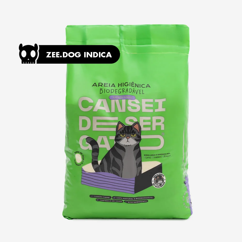 Areia Higiênica Biodegradável Cansei de Ser Gato Grãos Finos