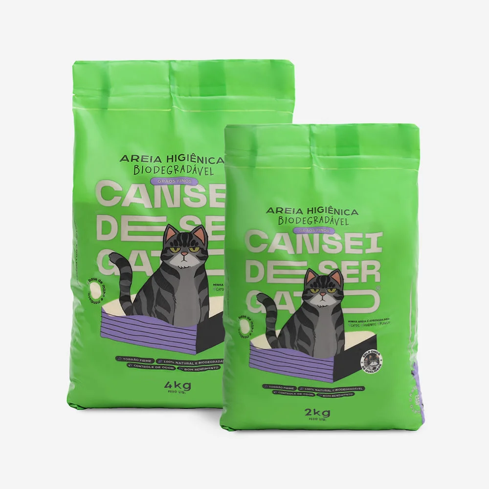 Areia Higiênica Biodegradável Cansei de Ser Gato Grãos Finos