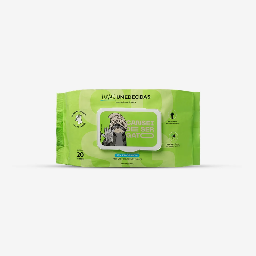 Luvas Umedecidas para Limpeza Cansei de Ser Gato