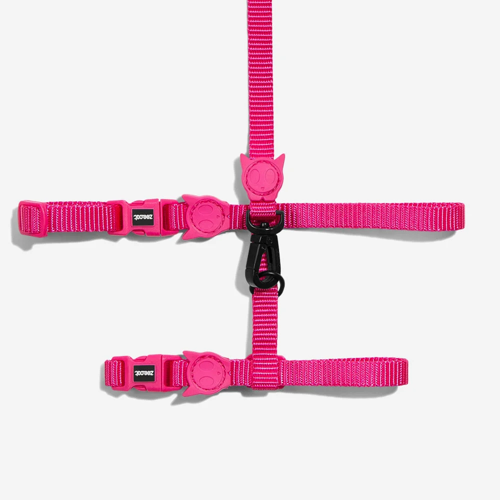 Peitoral com Guia Zee.Cat Pink Led para Gatos
